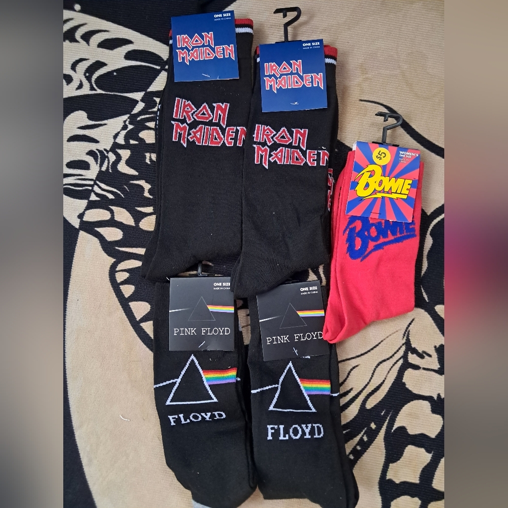 SOLD OUT! Pink Floyd Iron Maiden Bowie Unisex Socks - Picture 9 of 11
